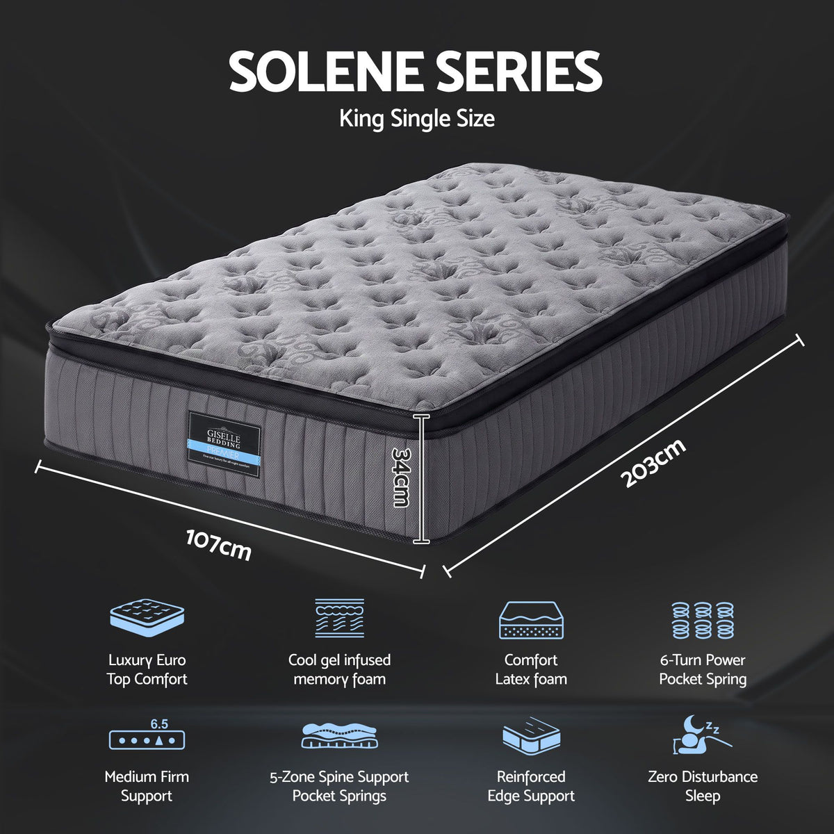 Bed Mattress Giselle 34cm King Single