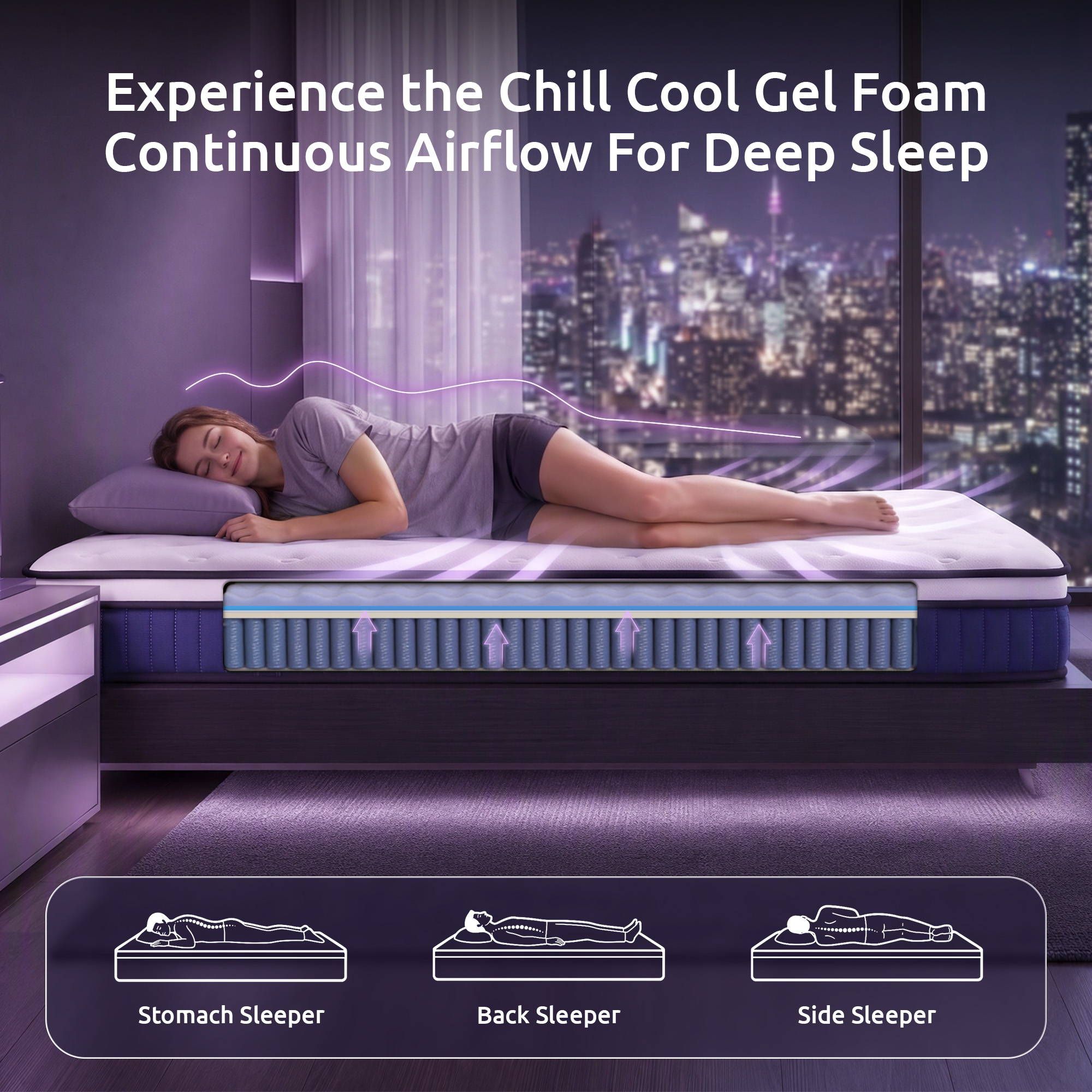 Levitex Double Mattress 23CM With Pocket Spring & Cooling Gel Foam, Medium-Firm Full-Body Support, Mattresses In A Box