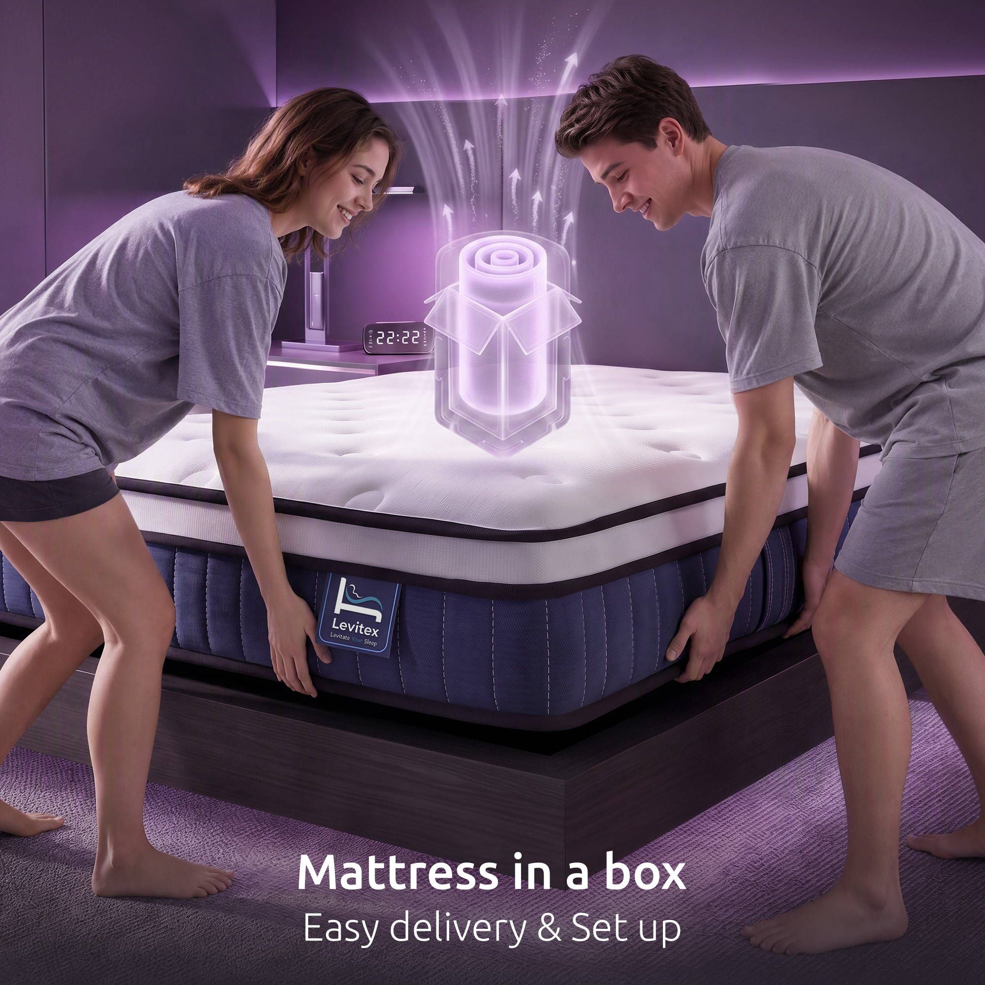 Levitex Double Mattress 23CM With Pocket Spring & Cooling Gel Foam, Medium-Firm Full-Body Support, Mattresses In A Box