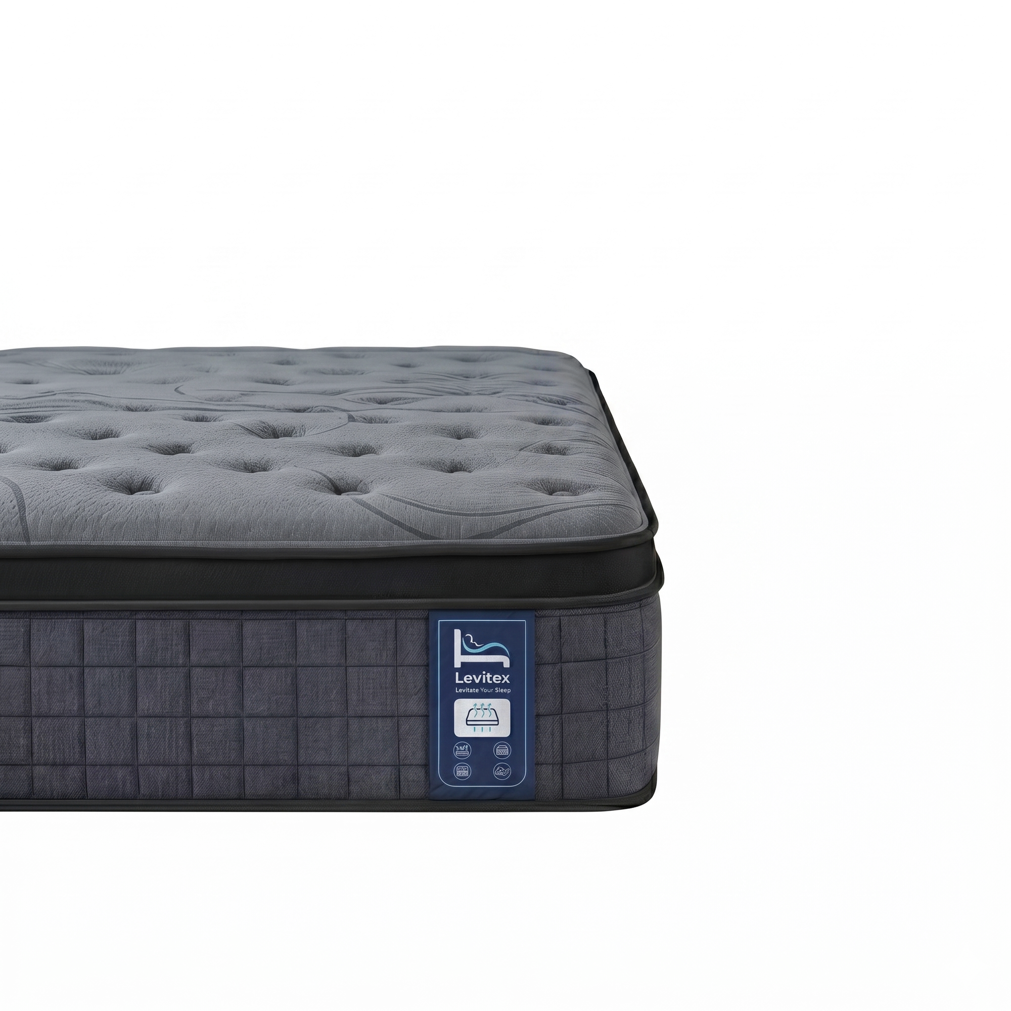 Levitex 33 cm Mattress 8.0 Extra Firm 7-Zone Pocket Spring Mattress with Dual-Row Edge Support & Breathable Knit Cover Single