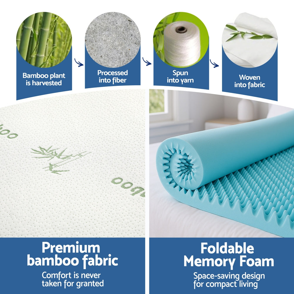 Giselle 8cm Memory Foam Mattress Topper Gel Egg Crate Foam Bamboo King