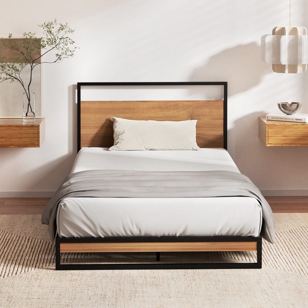 Artiss Metal Bed Frame King Single Size Beds Platform with Mattress