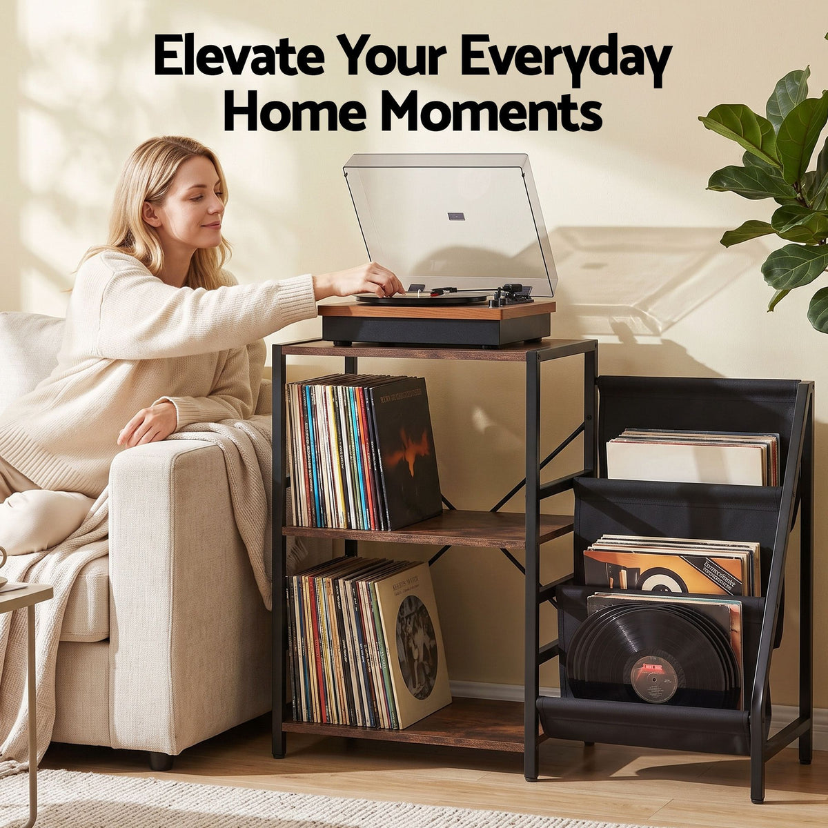 Artiss Record Player Stand with 3-Tier Vinyl Record Storage Turntable Stand