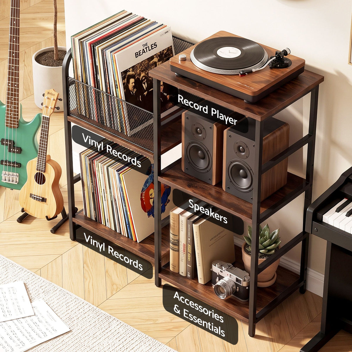 Artiss Record Player Stand with Vinyl Record Storage Turntable Stand