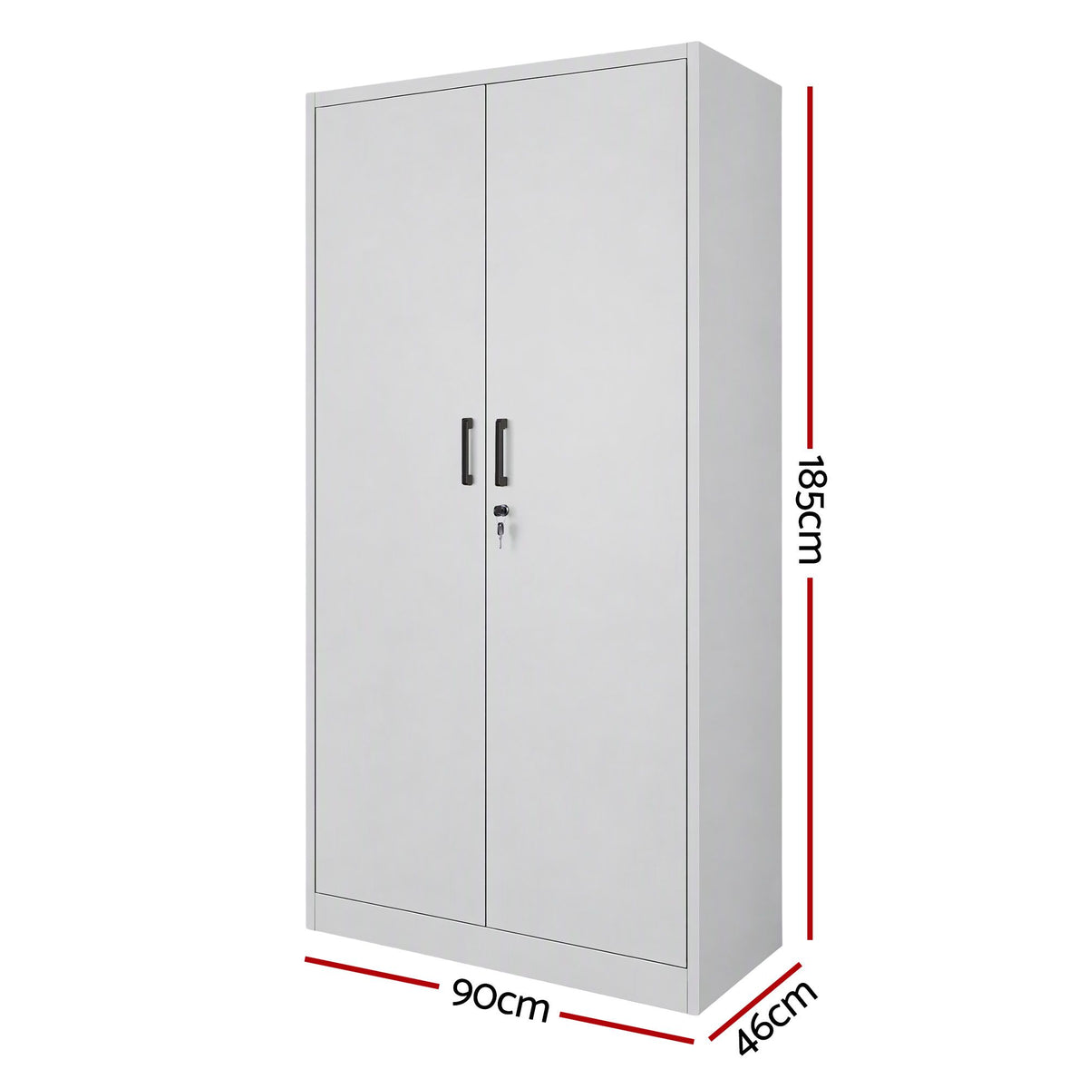 Artiss 185cm Metal Filing Cabinet Locker File Storage Cupboard Office Light grey