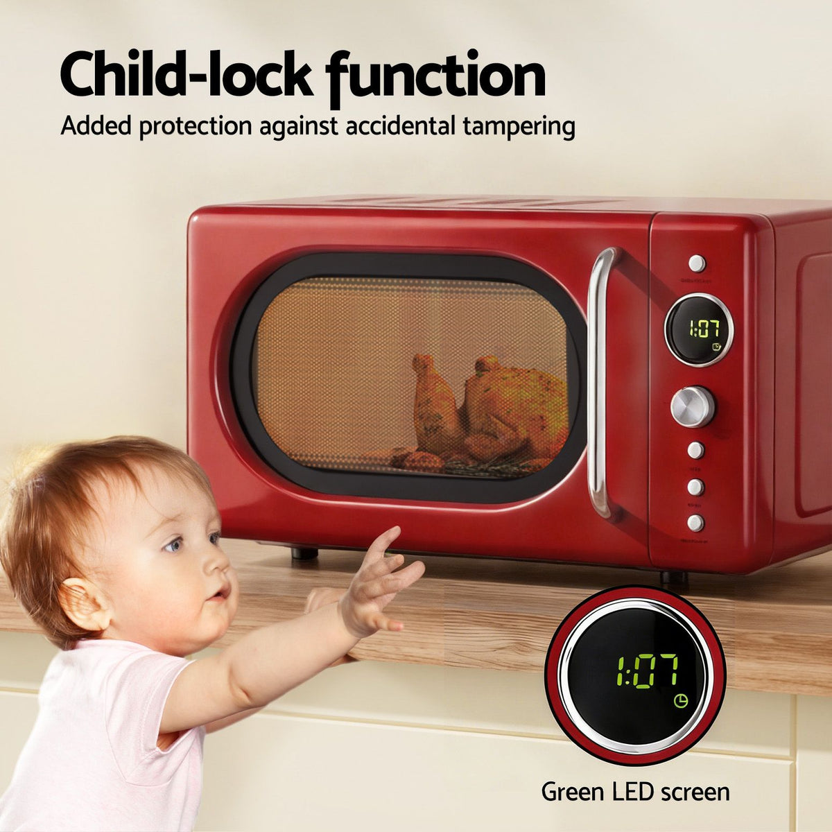 Devanti 20L Microwave Oven 700W Red