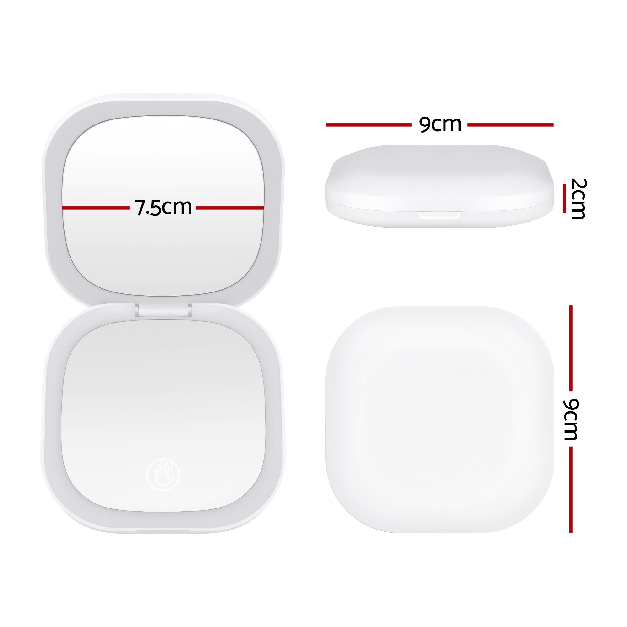 Embellir LED Compact Mirror Lighted Travel Makeup Mirror Pocket-Sized 1x 10x Magnification Square White