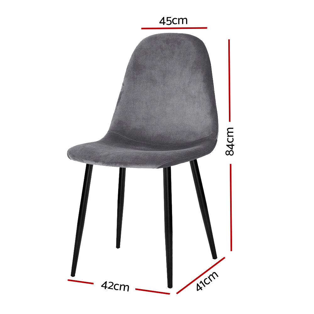 Artiss Dining Chairs Grey Velvet Set of 4 Nova