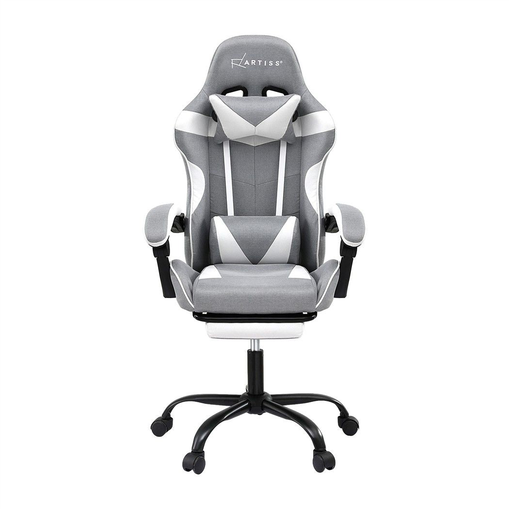 Artiss Gaming Office Chair Fabric Ergonomic with 2 Point Message Light Grey