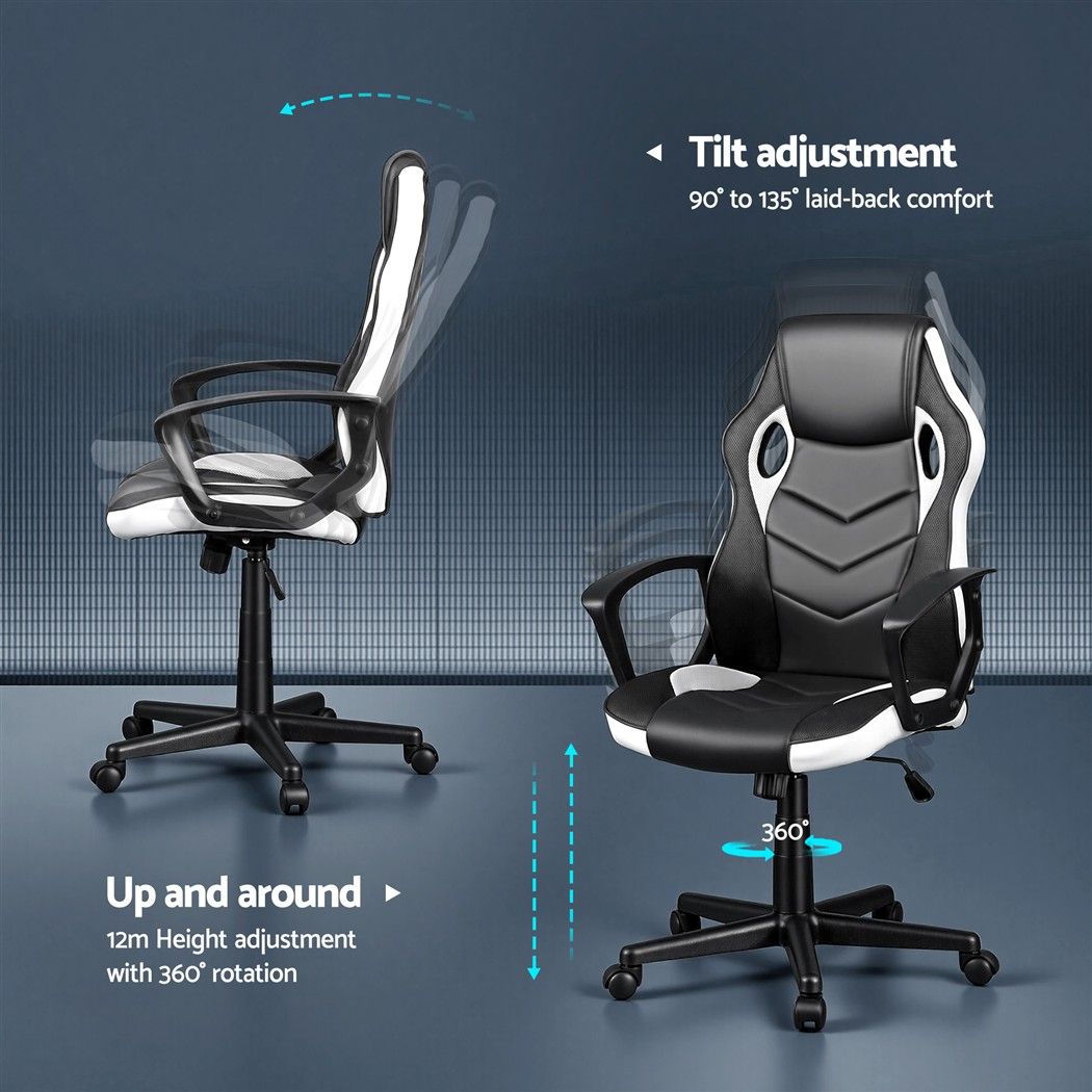 Astiss Gaming Office Chair Desk Racing Computer Chairs Executive Home Black & White