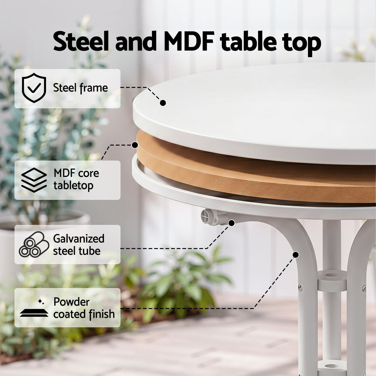Gardeon 5PCS Outdoor Dining Set Table and Chairs Patio Furniture Garden Diamond White