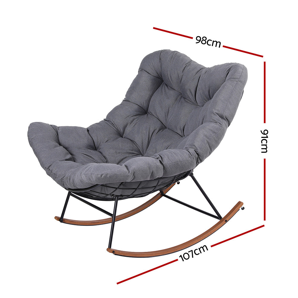Gardeon Outdoor Rocking Chair Furniture Papasan Recliner Garden Patio Lounge Setting