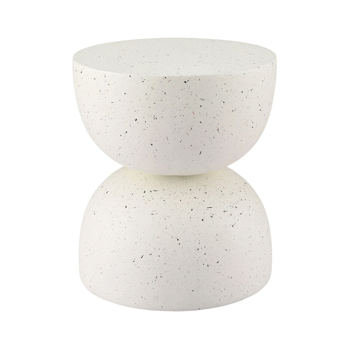Gardeon Outdoor Side Table MGO Hourglass Garden Stool Terrazzo Look White