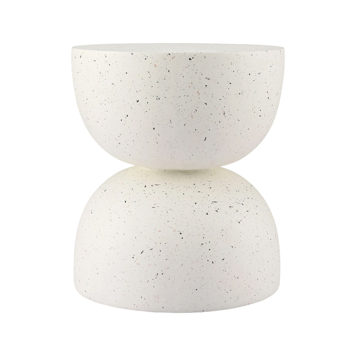 Gardeon Outdoor Side Table MGO Hourglass Garden Stool Terrazzo Look White