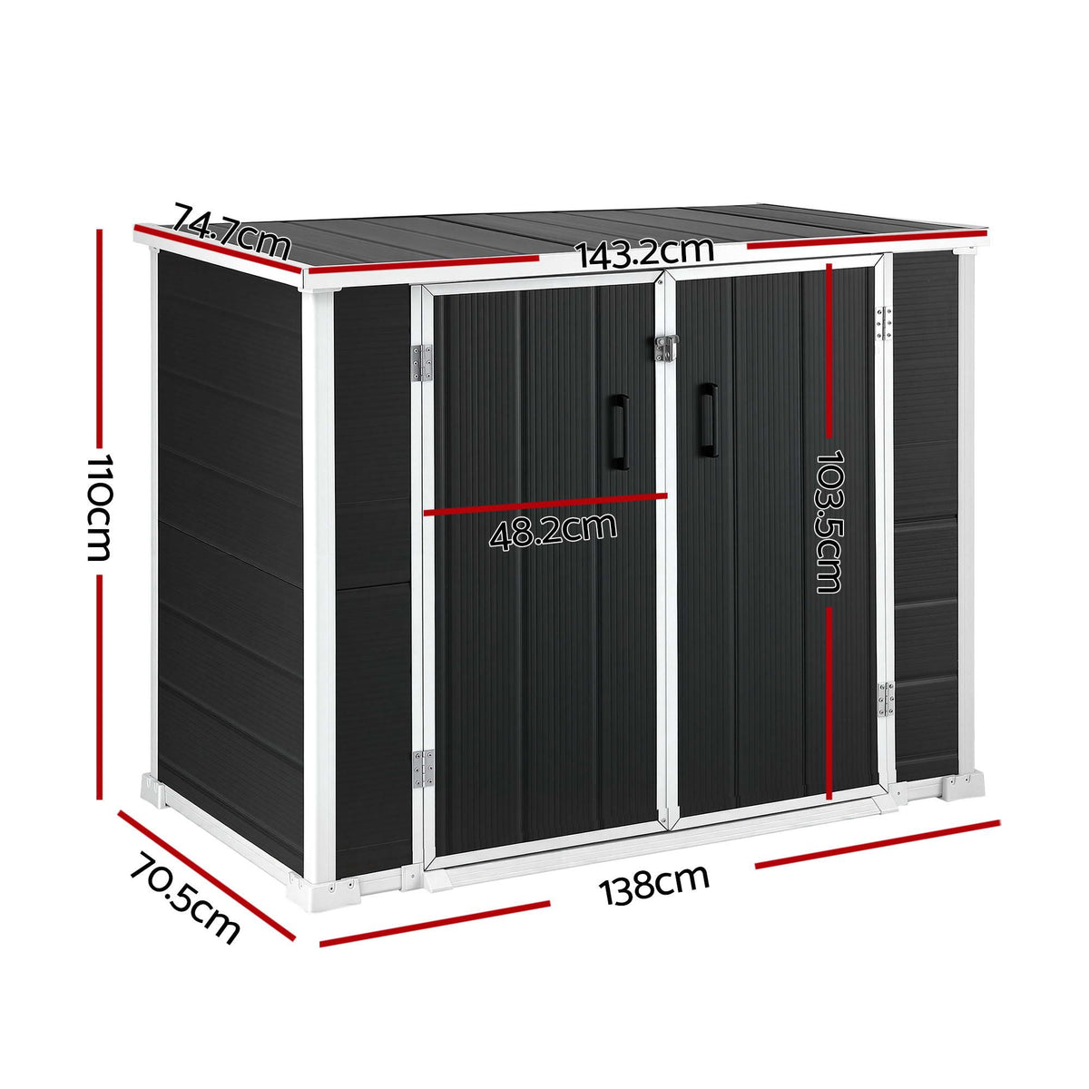 Gardeon 1070L Outdoor Storage Box Garden Shed Lockable Cabinet Tool Organizer Dark Grey