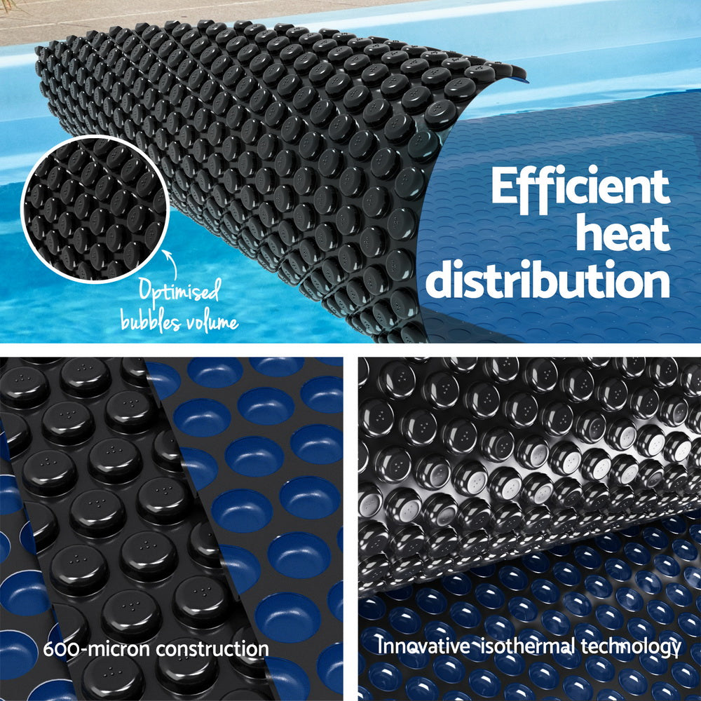 Aqua Buddy Pool Cover 600 Micron 9.5x5m w/ Blue Roller 5.55m Black Solar Blanket