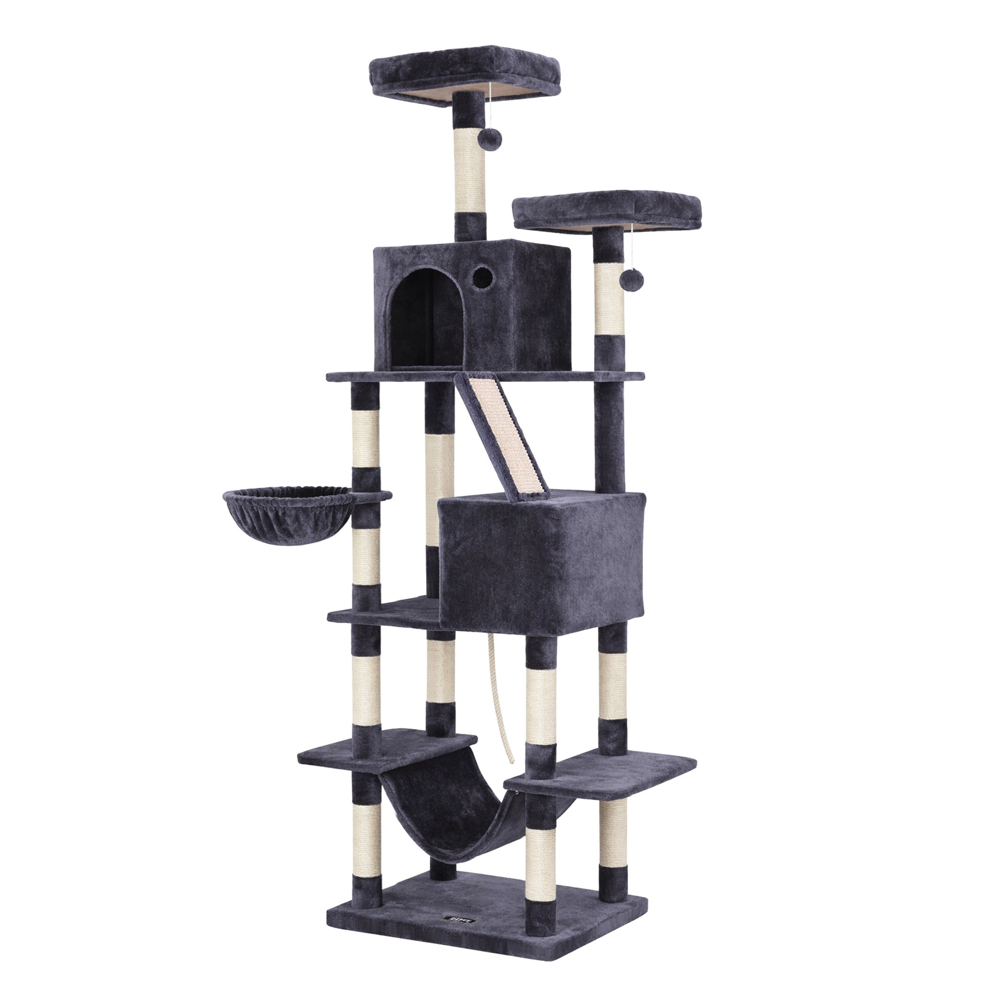 i.Pet Cat Tree Tower 206cm Large Scratching Post Furniture Scratcher House Grey