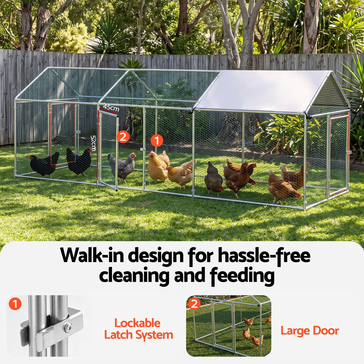 i.Pet Chicken Coop Rabbit Hutch Outdoor Run Walk in Hen Cage Ferret House 2.8x1x1m