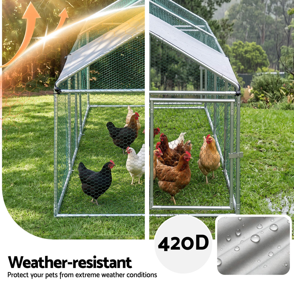 i.Pet Chicken Coop Rabbit Hutch Outdoor Run Walk in Hen Cage Ferret House 2.8x1x1m