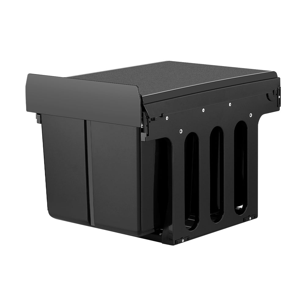 Cefito Pull Out Bin Kitchen Triple Slide Garbage Rubbish Bins Basket Blcak 31L