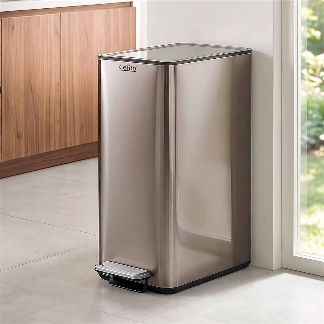 Cefito 15L Pedal Rubbish Bin Slim Carbon Steel Garbage Bin for Home Grey