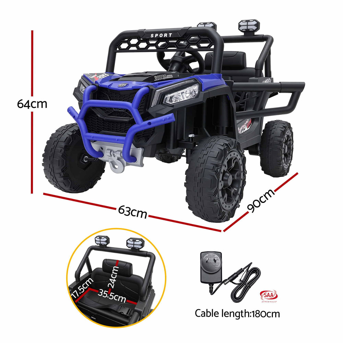 Rigo Ride On Car Kids Jeep 12V Kids Electric Car Remote Control Blue