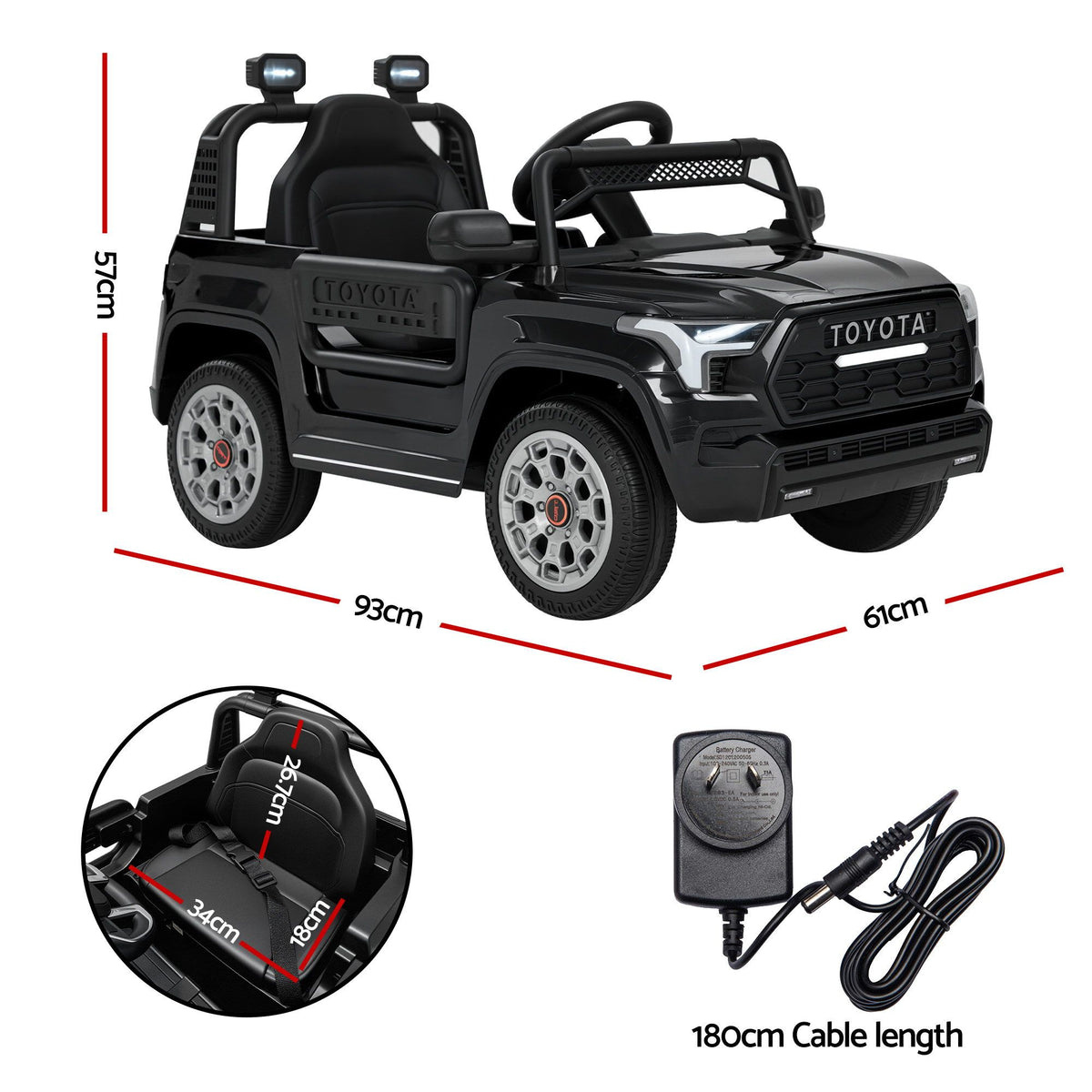 Toyota Ride On Car Kids SUV 12V Remote Control Sequoia TRD Pro Black