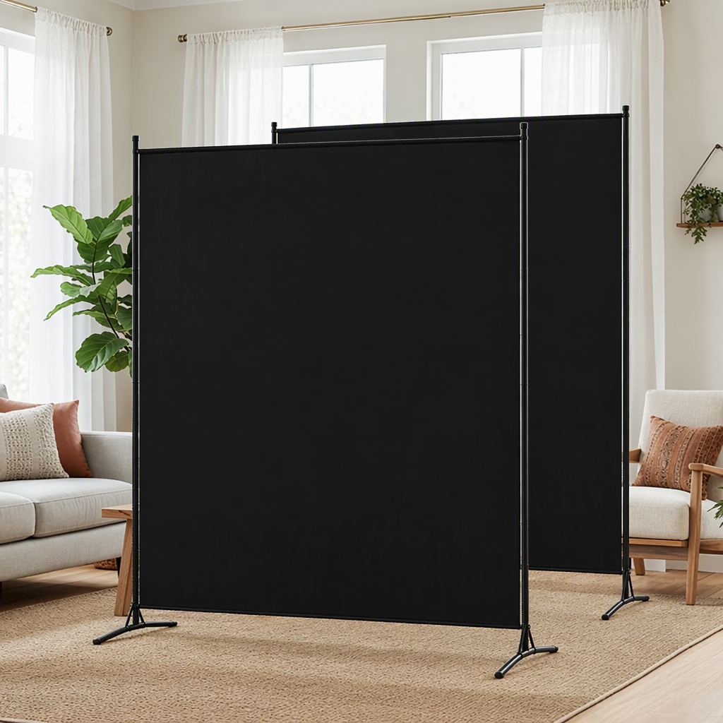 Artiss Room Divider Set of 2 Privacy Screen Fabric Room Separator Partition 175x180cm Black