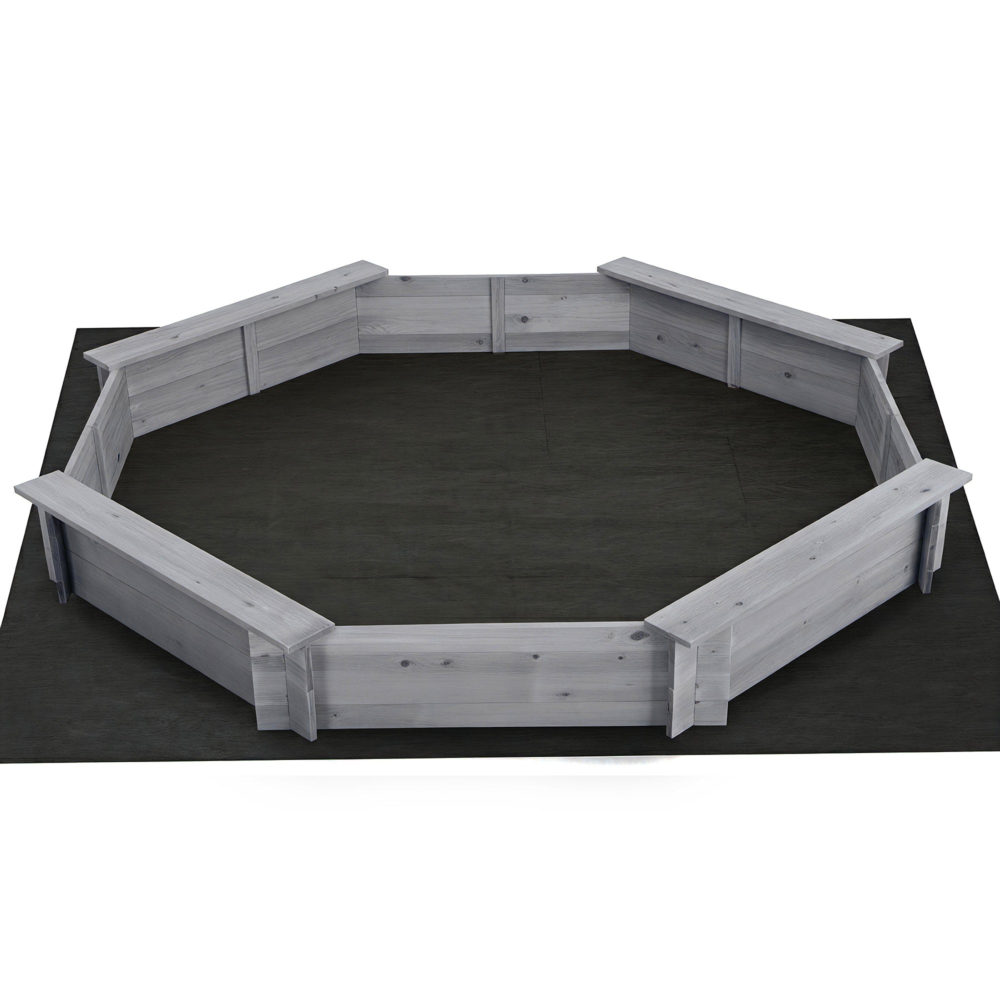Keezi Kids Sandpit Wooden Round Sand Pit with Cover Bench Seat Beach Toys 182cm Grey