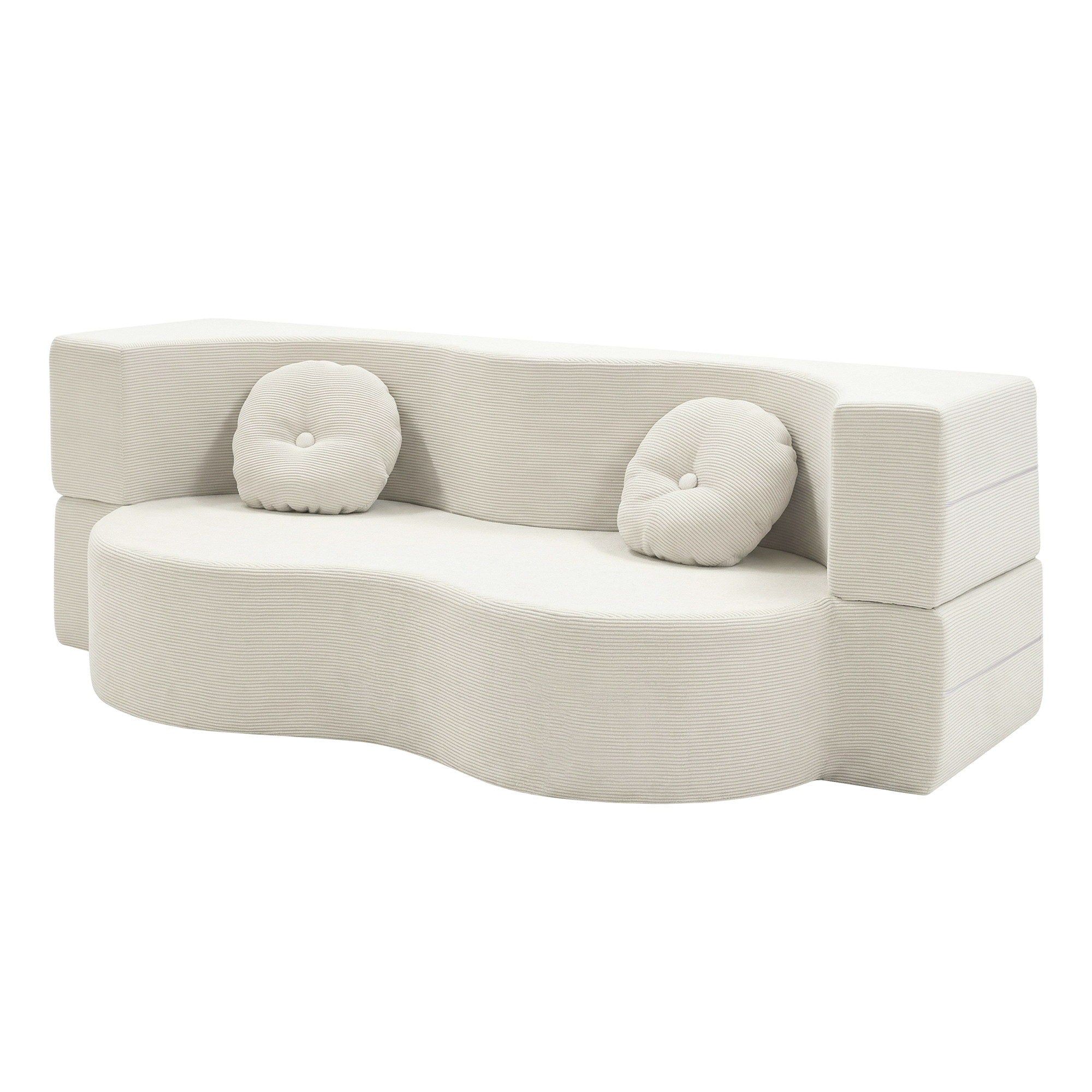 Artiss Folding Sofa Bed Floor Couch 2-in-1 Convertible Futon Loveseat Beige