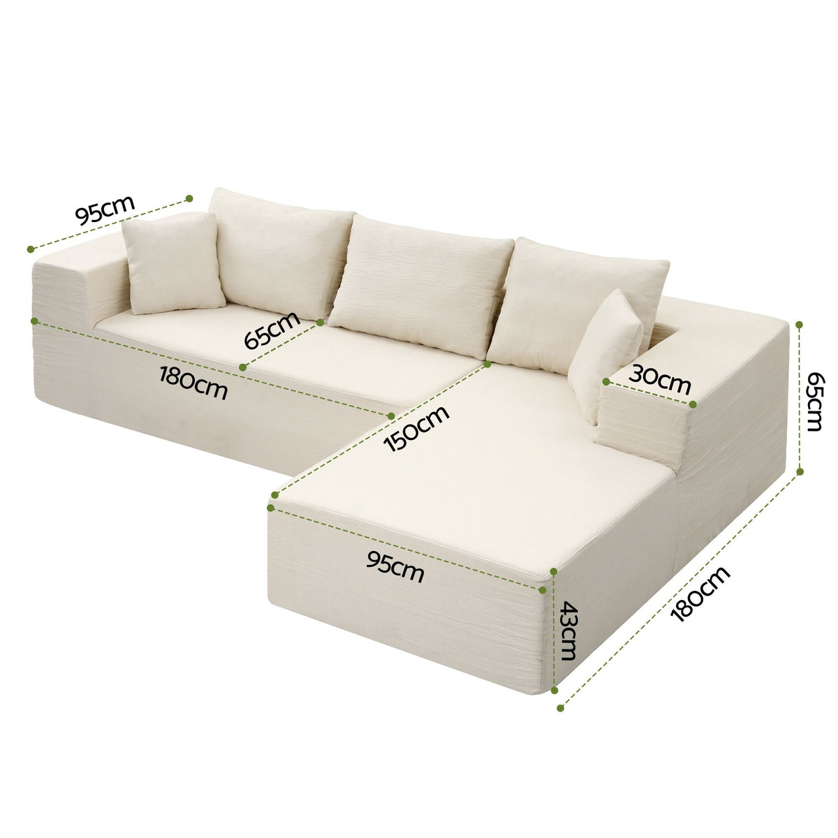 Artiss Modular Sectional Sofa 4-Seater L-Shaped Boneless Sofa Bed Chaise Lounge