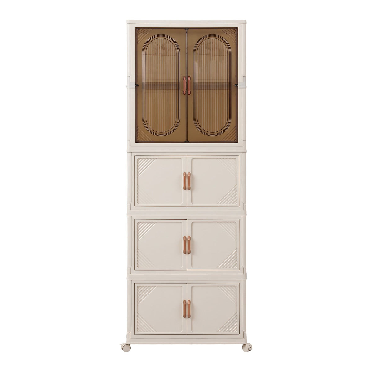 Artiss Foldable Storage Cabinet Stackable Box Wardrobe Clear Magnetic Door White