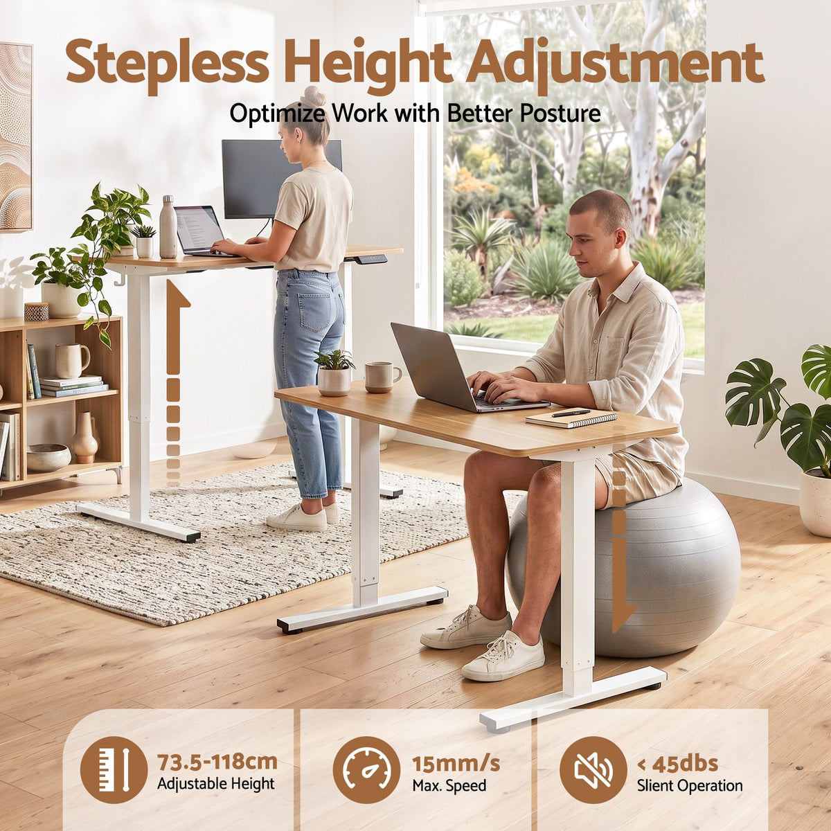 Artiss 100cm Standing Desk Treadmill Motorised Natural Wood