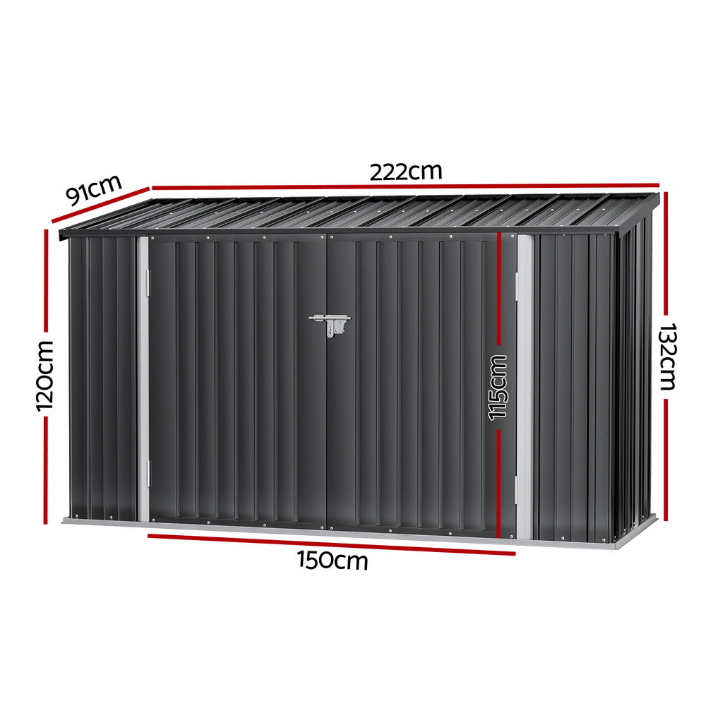 Giantz Garden Shed 2.22x0.91M Bike Sheds Outdoor Storage Tool Workshop House Shelter Double Door