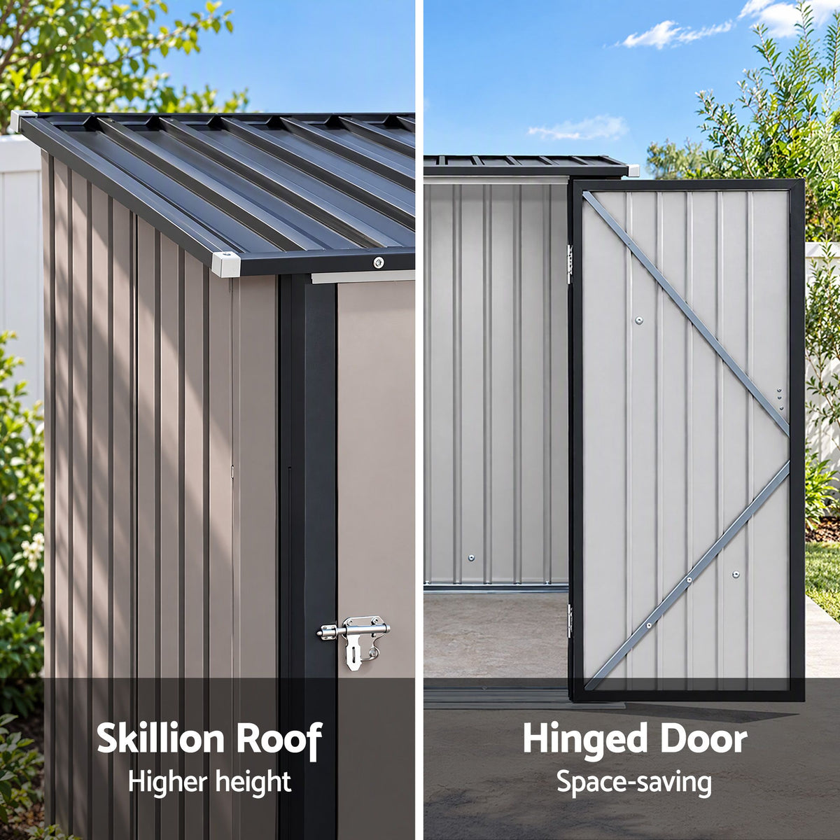 Giantz Garden Shed Outdoor Storage Metal Tool Shed Steel 99x104cm Brown