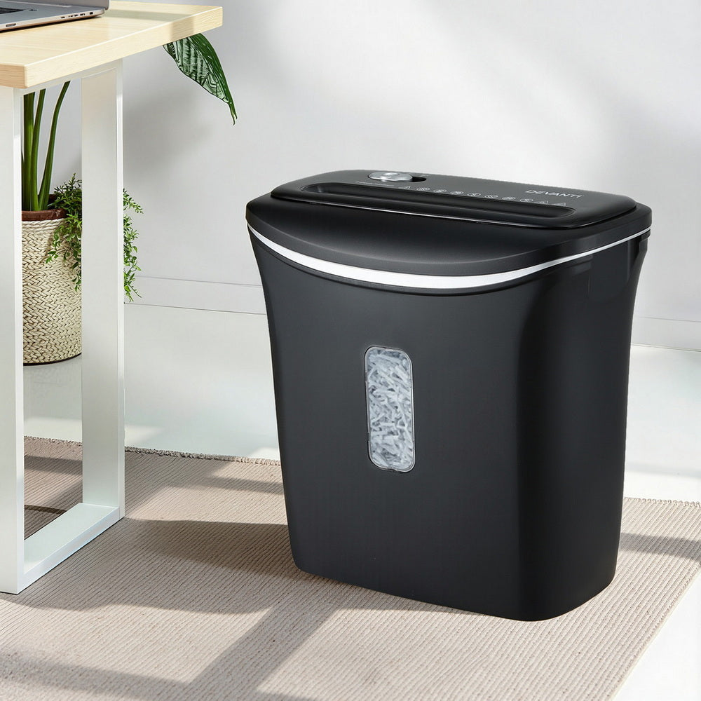 Devanti 12L Cross-Cut Shredder 8-Sheet Paper Home Office Credit Card