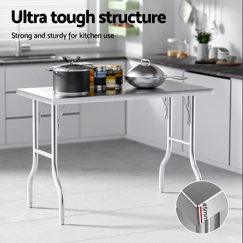 Cefito Stainless Steel Kitchen Benches Work Bench Food Foldable 430