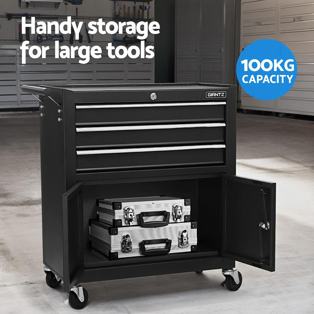 Giantz 13 Drawer Tool Box Cabinet Chest Toolbox Storage Garage Organiser Black