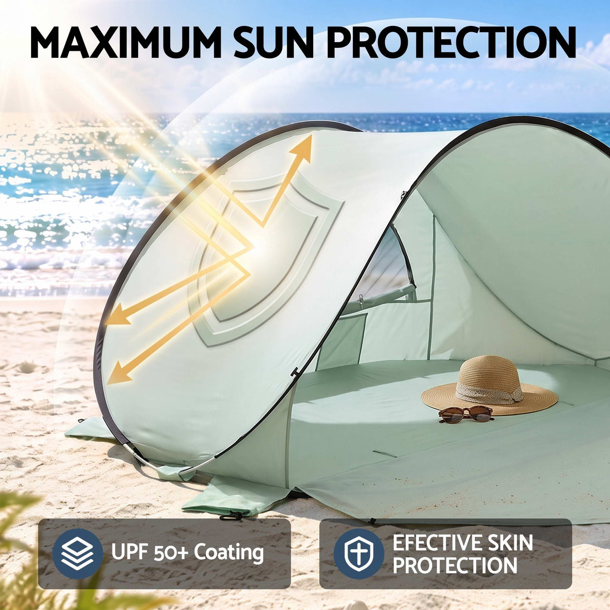 Weisshorn Pop Up Beach Tent UPF 50+ Sun Shade Shelter 2-3 Person Camping