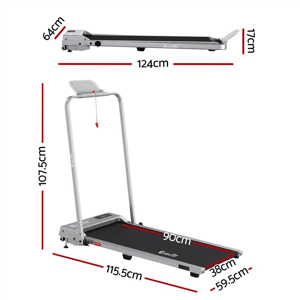Everfit 3 in 1 Walking Pad Treadmill 12% Incline Under Desk Foldable for Home With 38cm Belt Silver
