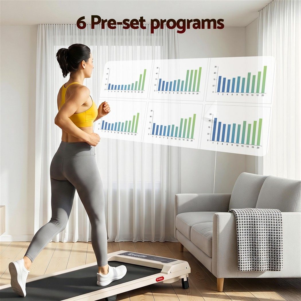 Everfit 3 in 1 Walking Pad Treadmill 12% Incline Under Desk Treadmills for Home Gym 40cmBelt Beige