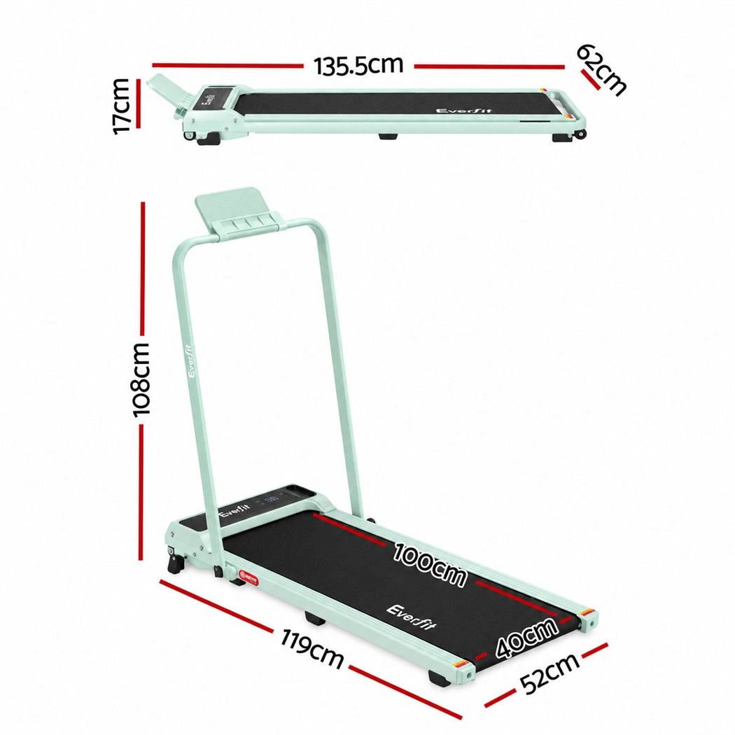 Everfit 3 in 1 Walking Pad Treadmill 12% Incline Foldable Under Desk Treadmills 40cm Belt Green