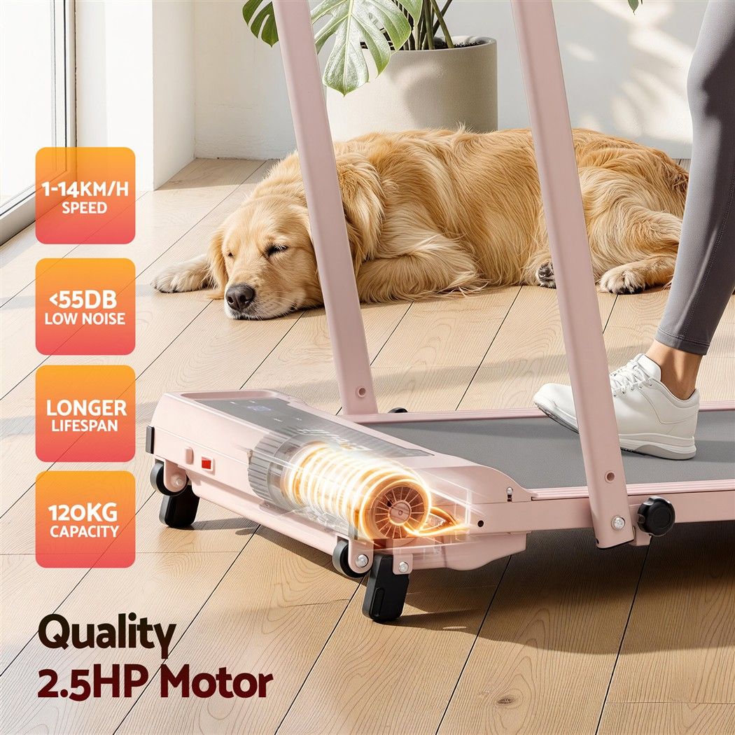 Everfit 3 in 1 Walking Pad Treadmill 12% Incline Foldable Under Desk Treadmills for Home Gym With 40cm Wide Belt Pink
