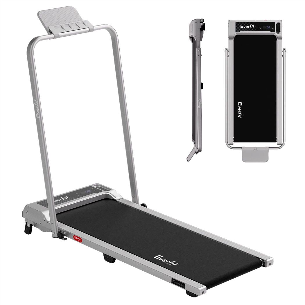 Everfit 3 in 1 Walking Pad Treadmill 12% Incline Foldable Under Desk Treadmills for Home Gym With 40cm Wide Belt Silver