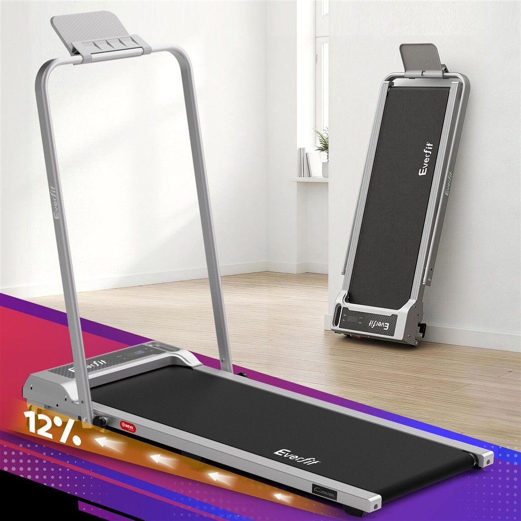 Everfit 3 in 1 Walking Pad Treadmill 12% Incline Foldable Under Desk Treadmills for Home Gym With 40cm Wide Belt Silver