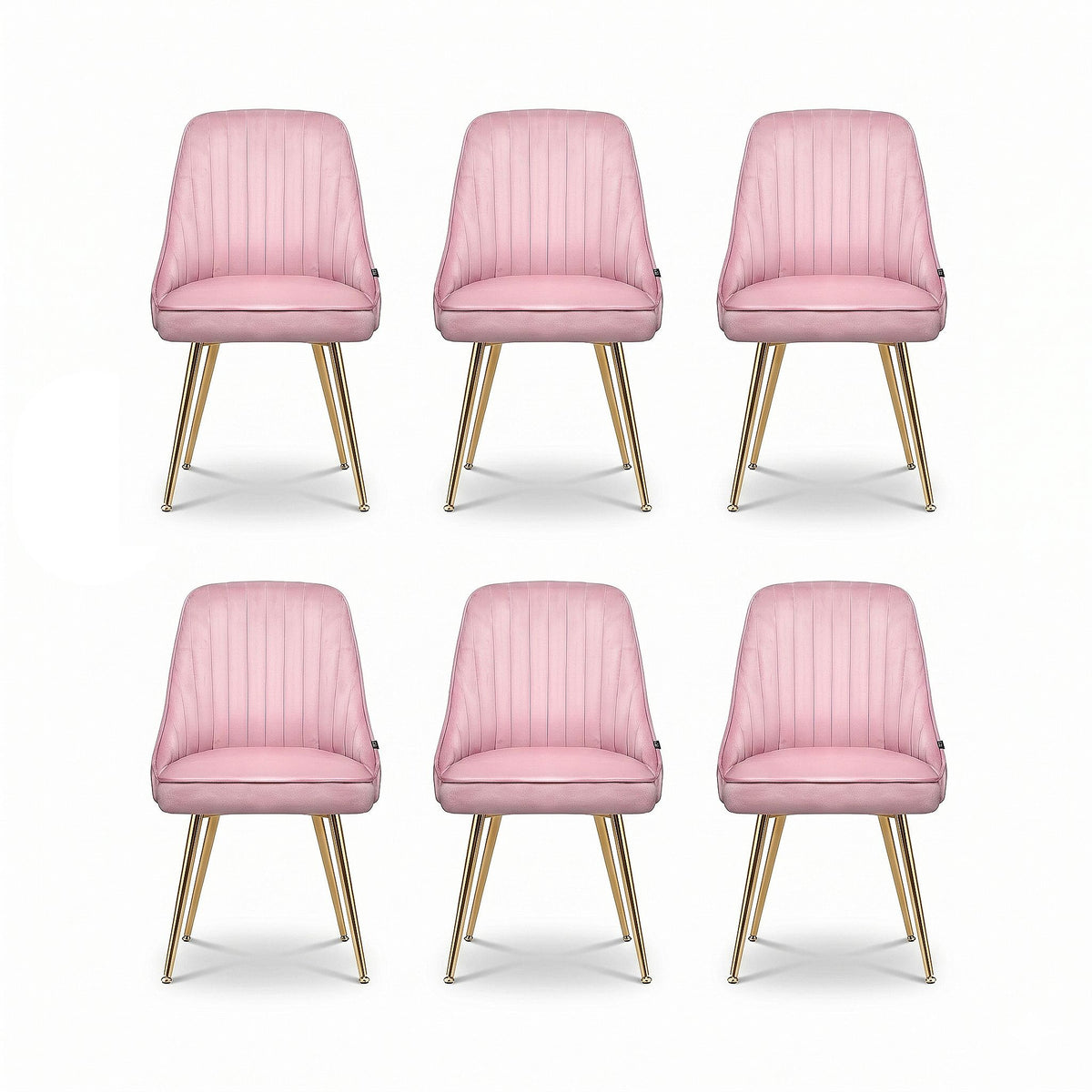 Artiss Dining Chairs Set of 6 Velvet Channel Tufted Pink