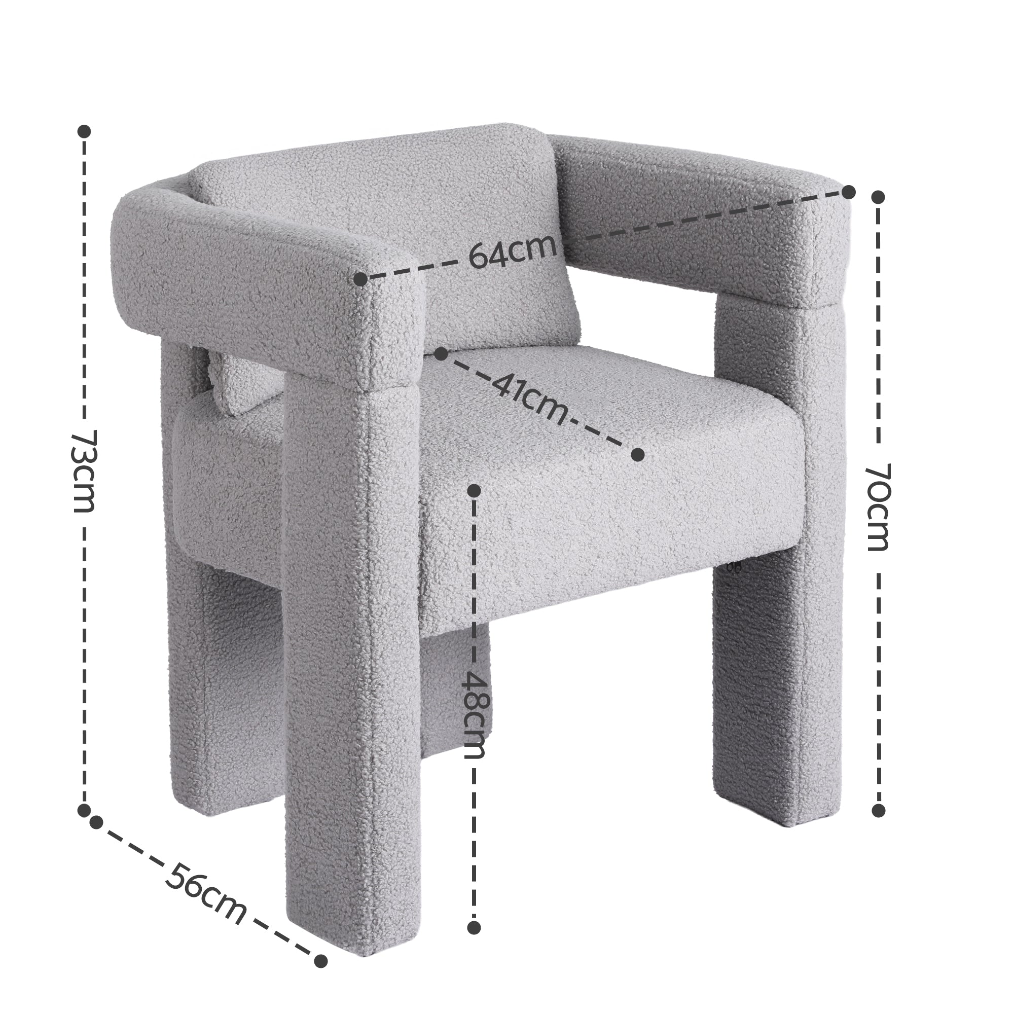 Artiss Armchair Accent Chair Lounge Sofa Couch Boucle Fabric Grey