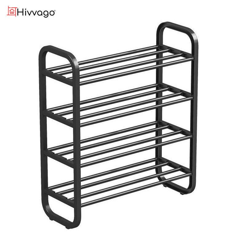 Hivvago 4-Layer Shoe Rack – Compact Steel Frame Organizer for Entryway, Black