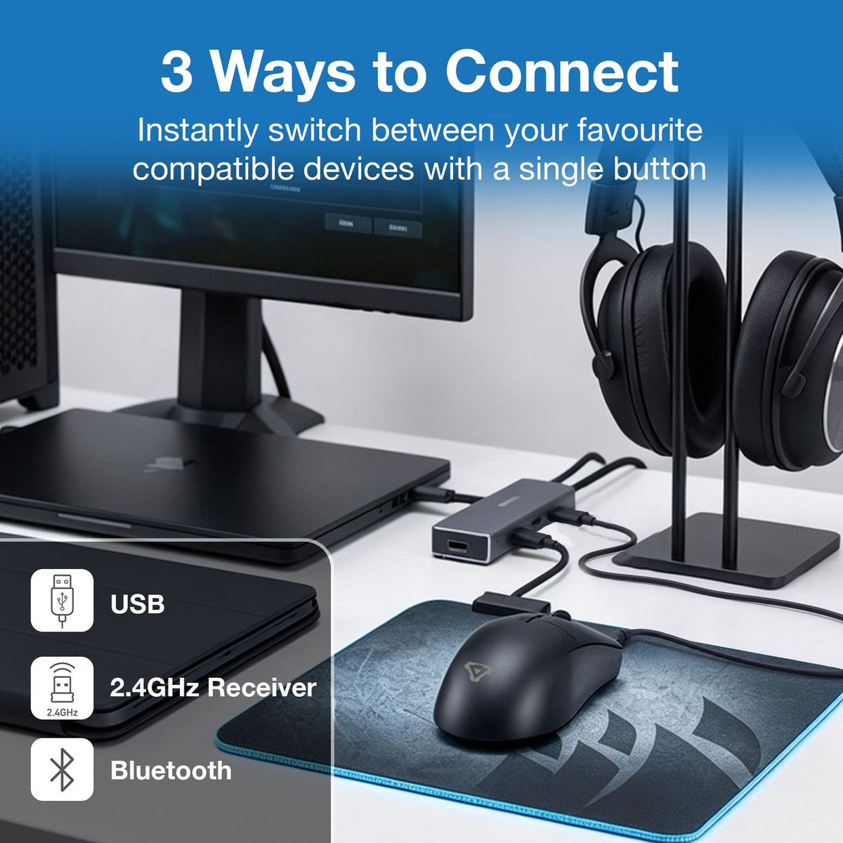 Wireless Gaming Mouse 7200 DPI - Black