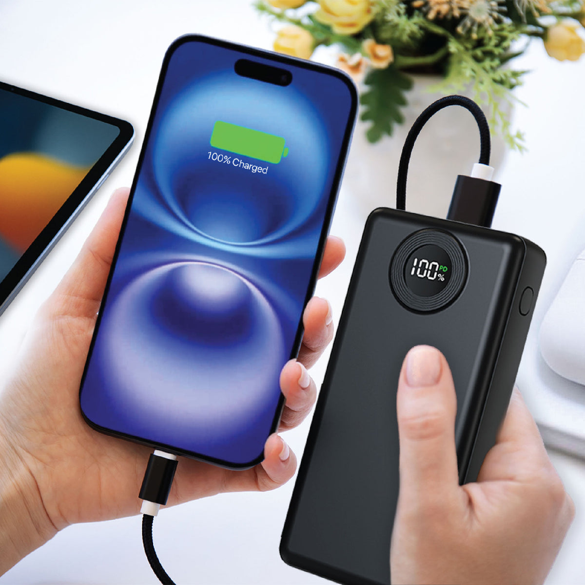 Laser 20000mAh Powerbank Battery Display Black